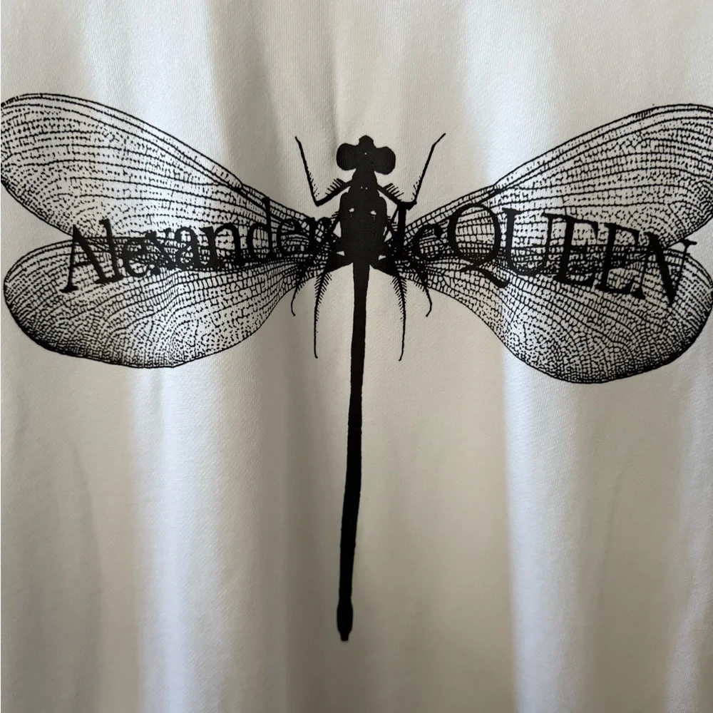 Alexander McQueen Dragonfly Graphic Sweatshirt White Designer Logo Size XL